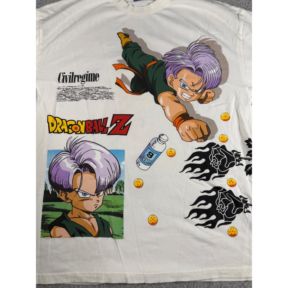 Civil Regime x Dragon Ball Z Trunks Oversized Graphic T-Shirt Cream Mens XL